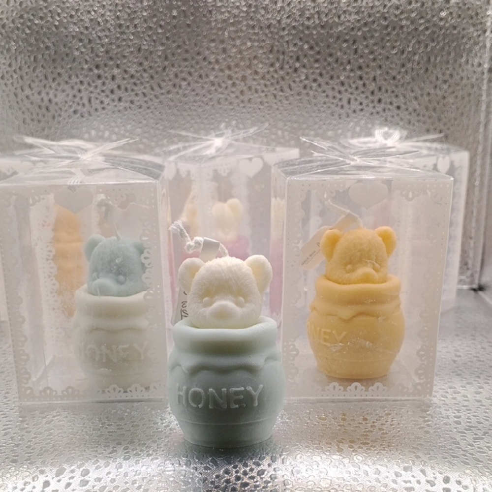 BaRich Candle For Life 💕 Honey Bear Candle  - Pastel Blue and Yellow